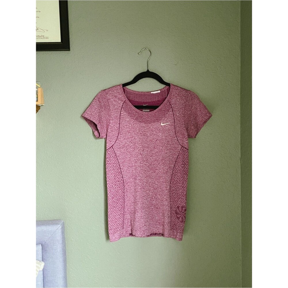 Nike Seamless Short Sleeve Top Size S Heather Maroon Pink